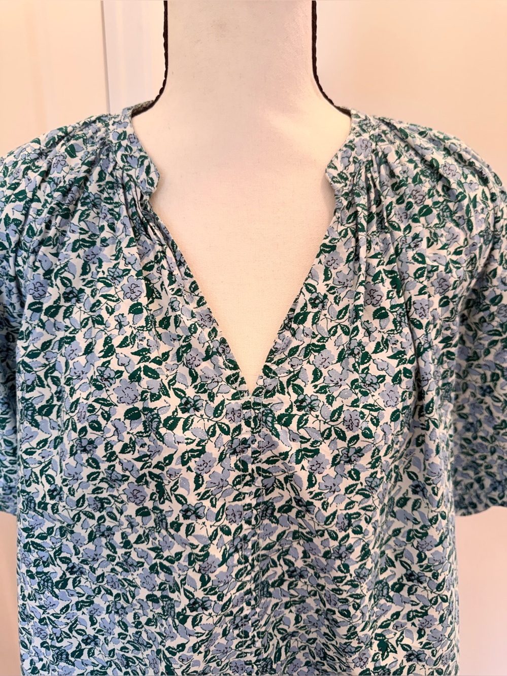 A Piece Apart Blue and White Floral Top